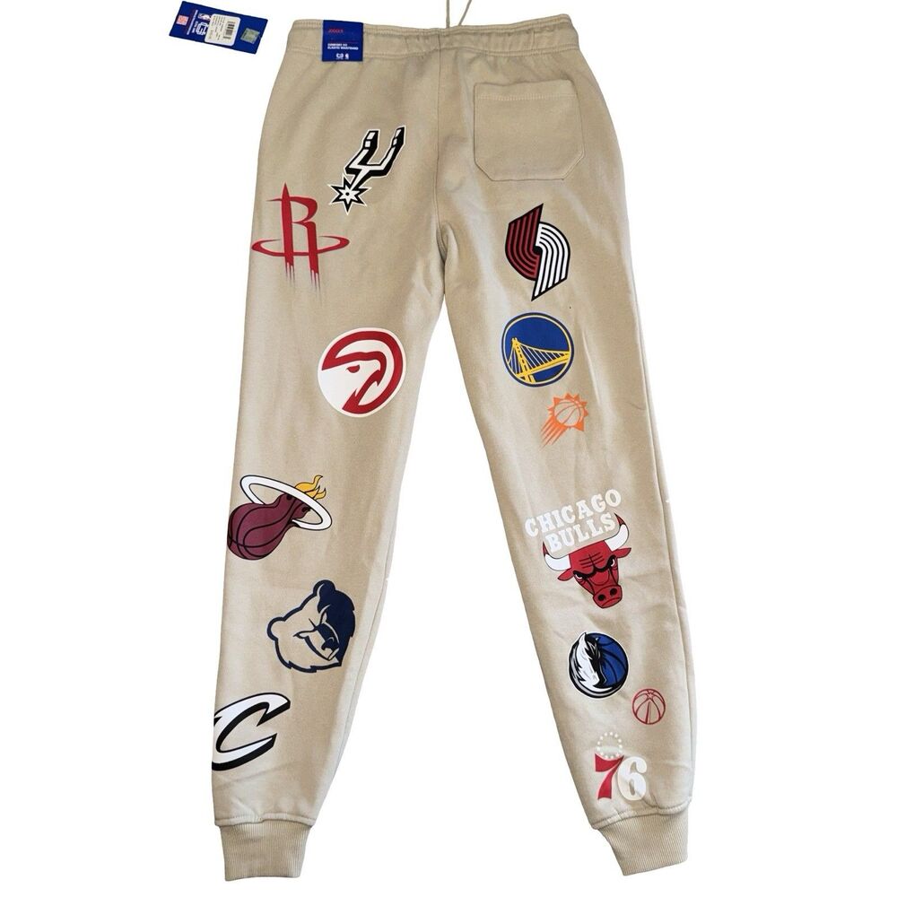 NWT Ultra Game‎ Basketball Multi Team Logo Design Fleece Jogger Sweatpants Small